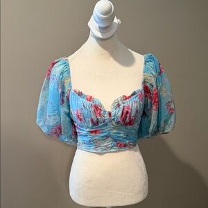 Fiestar - Blue Floral Crop Top - worn twice